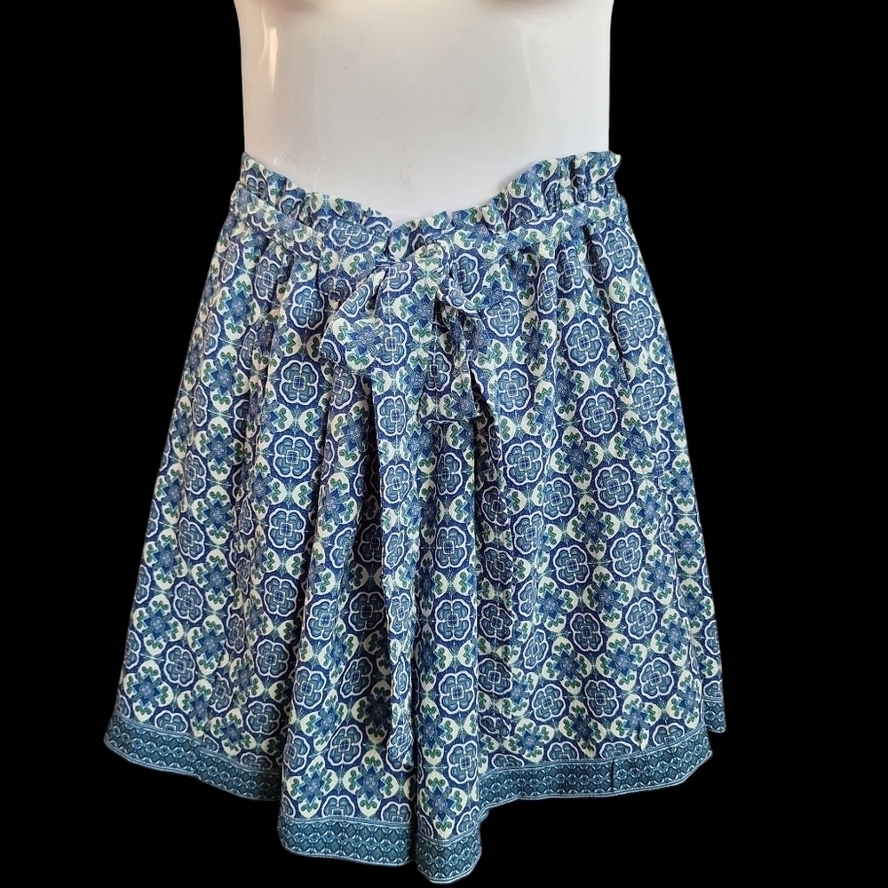 NWT Max Studio Shorts Paperbag Waist & Belt  Blue & White Lightweight XLarge